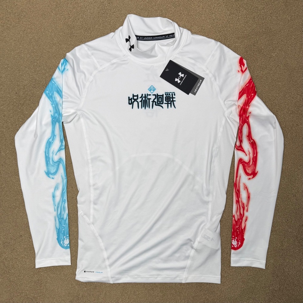 Under Armour Jujutsu Kaisen Shirt Mens L White Satoru Gojo HeatGear Compression